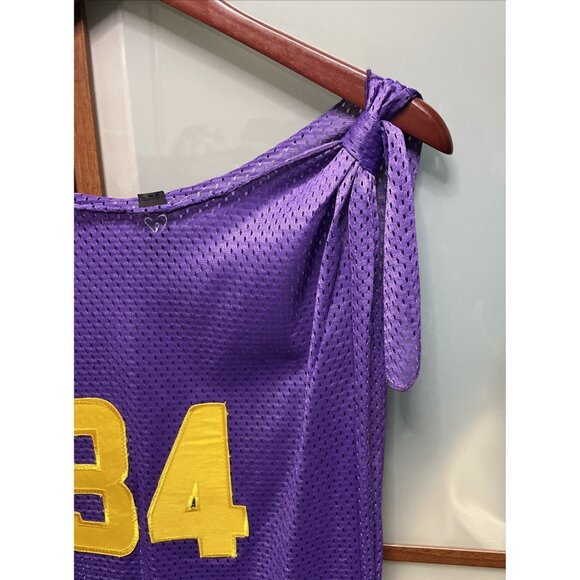 Windsor Vintage Y2k 90s Lakers Asymmetrical Jersey Mesh Sheer Blouse Top Size S - Picture 5 of 8